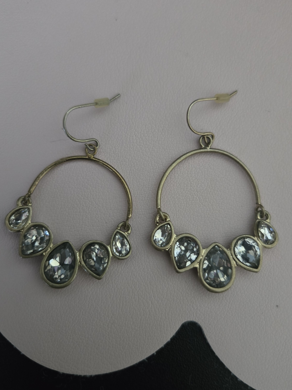 Kenneth Cole Gold Hoop Earrings with Clear Teardrop Stones - Women Jewelry